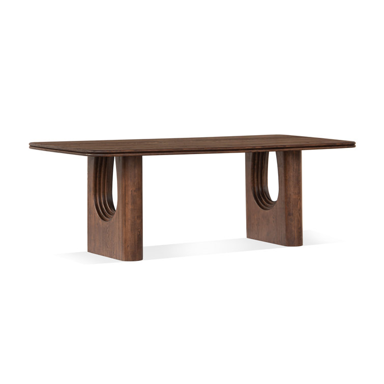 Brown Reclaimed Wood Rectangular Dining Table with Arched Legs
