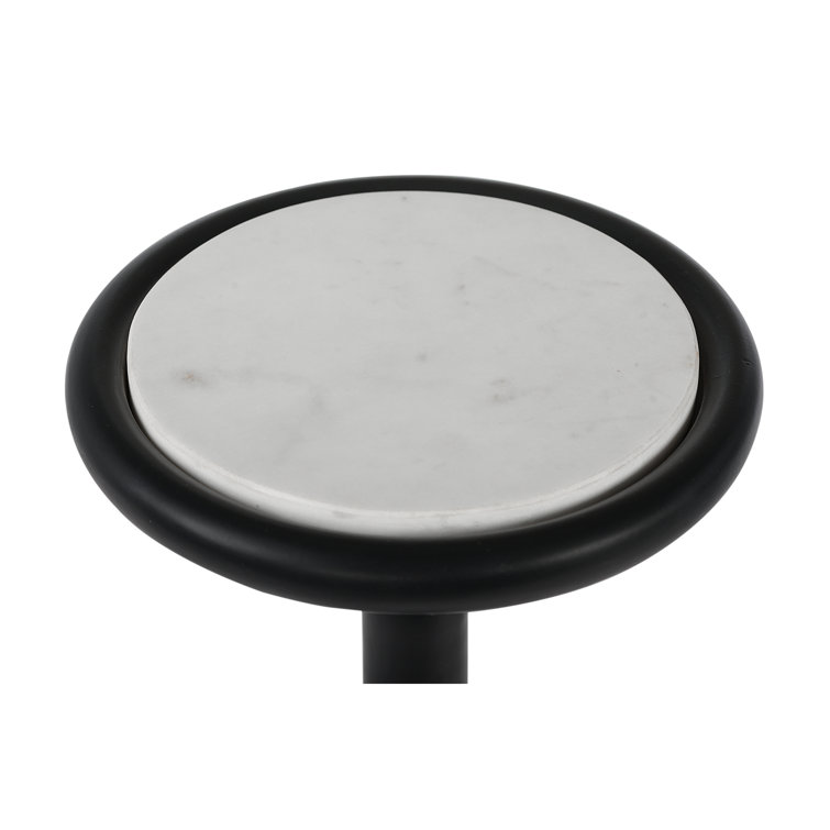 Black Marble and Wood Modern Drink Table