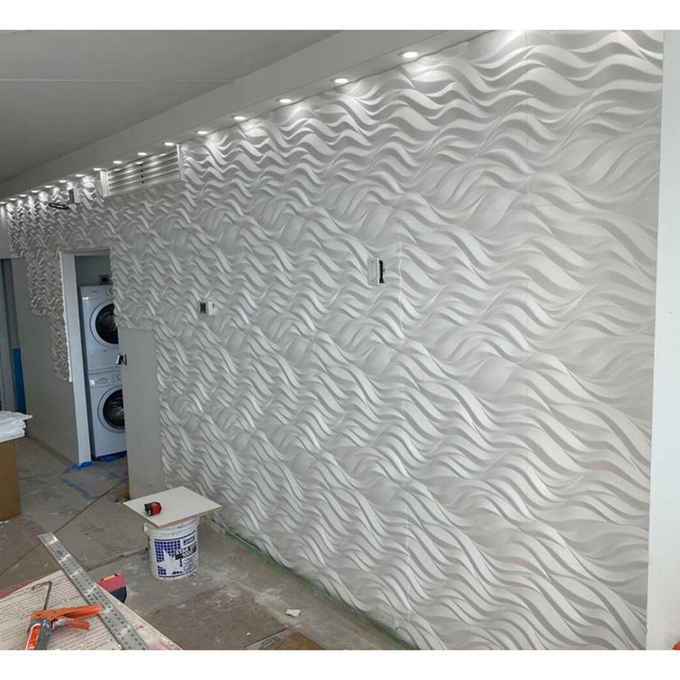 White 24" x 24" 3D Textured Geometric Wall Panels