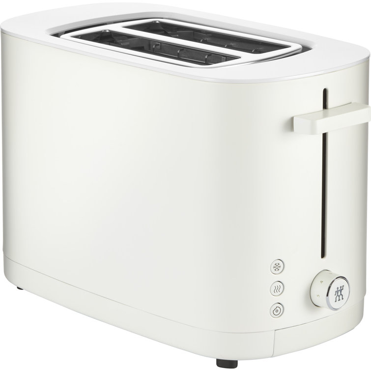 Matte White Stainless Steel 2-Slice Digital Toaster with Wide Slots