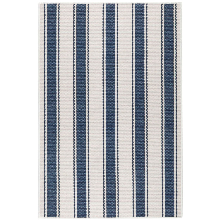 Blue and White Striped Washable Rectangular Rug 2' x 3'