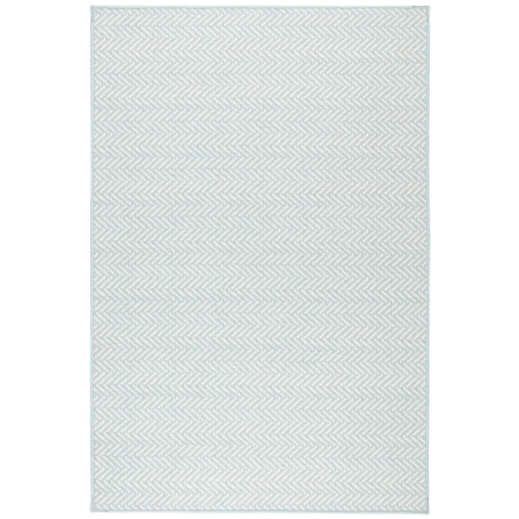 Blue Herringbone Pattern Washable Synthetic Rug 2' x 3'