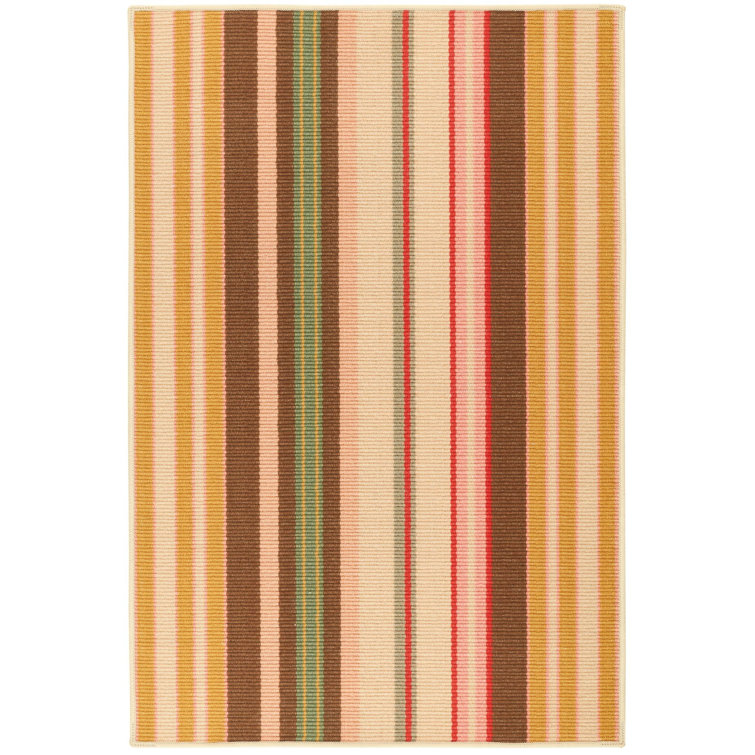 Sienna Multicolor Stripe Rectangular Washable Rug 3' x 5'