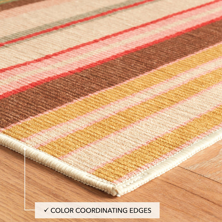Sienna Multicolor Stripe Rectangular Washable Rug 3' x 5'