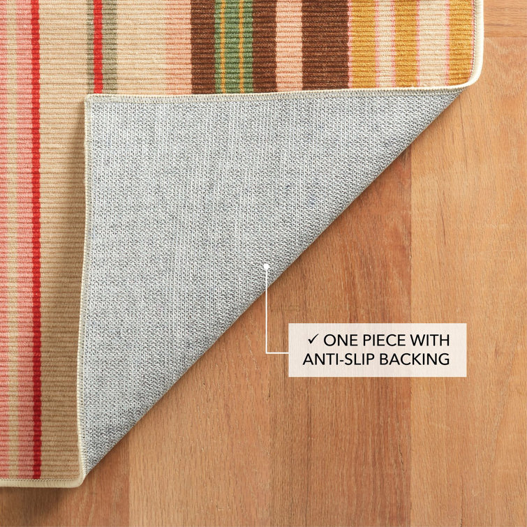Sienna Multicolor Stripe Rectangular Washable Rug 3' x 5'