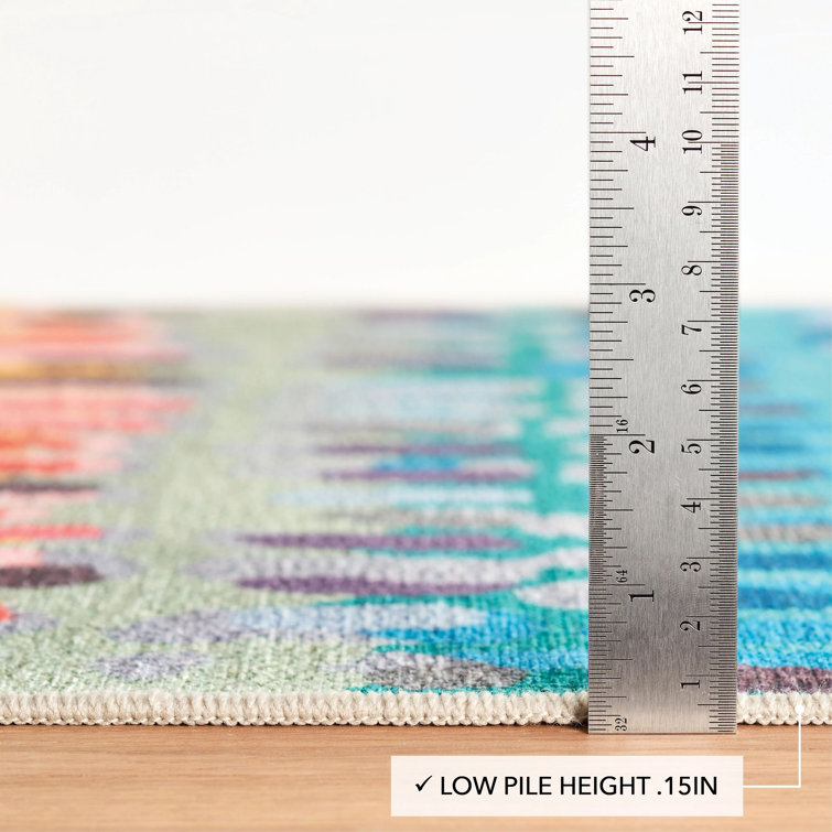 Multicolor Geometric 8' x 10' Synthetic Washable Rug