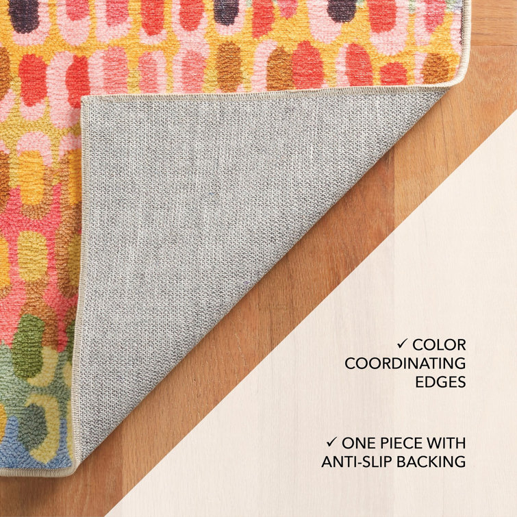 Multicolor Geometric 8' x 10' Synthetic Washable Rug