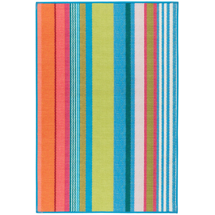 Mellie Multicolor Stripe Machine Washable Runner Rug