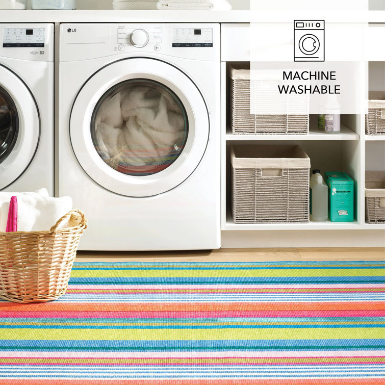 Mellie Multicolor Stripe Machine Washable Runner Rug