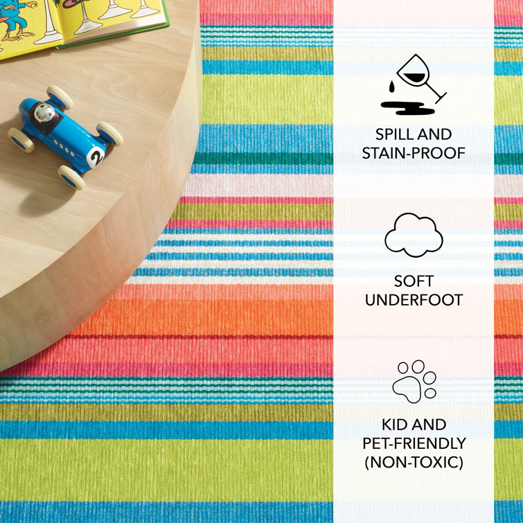 Mellie Multicolor Stripe Machine Washable Runner Rug