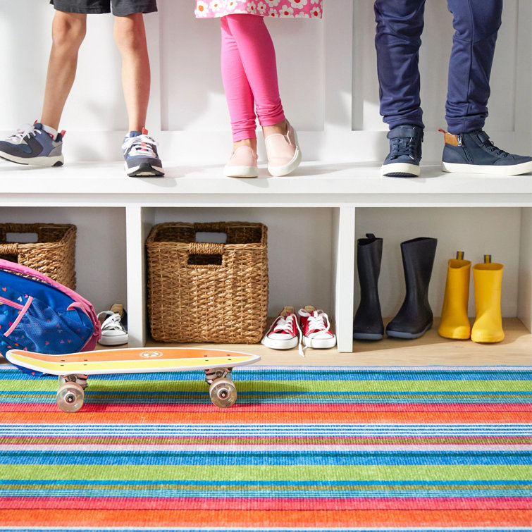 Mellie Multicolor Stripe Machine Washable Runner Rug