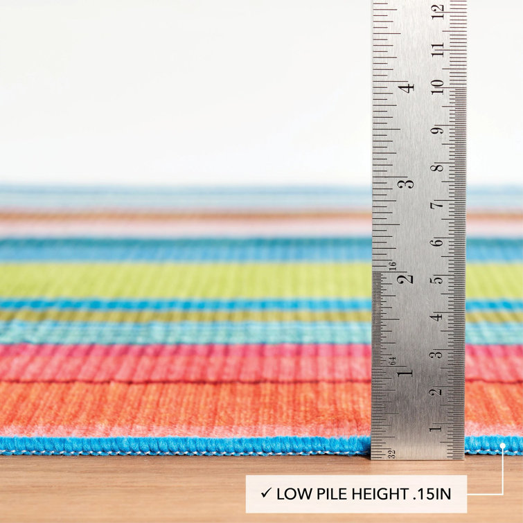 Mellie Multicolor Stripe Machine Washable Runner Rug