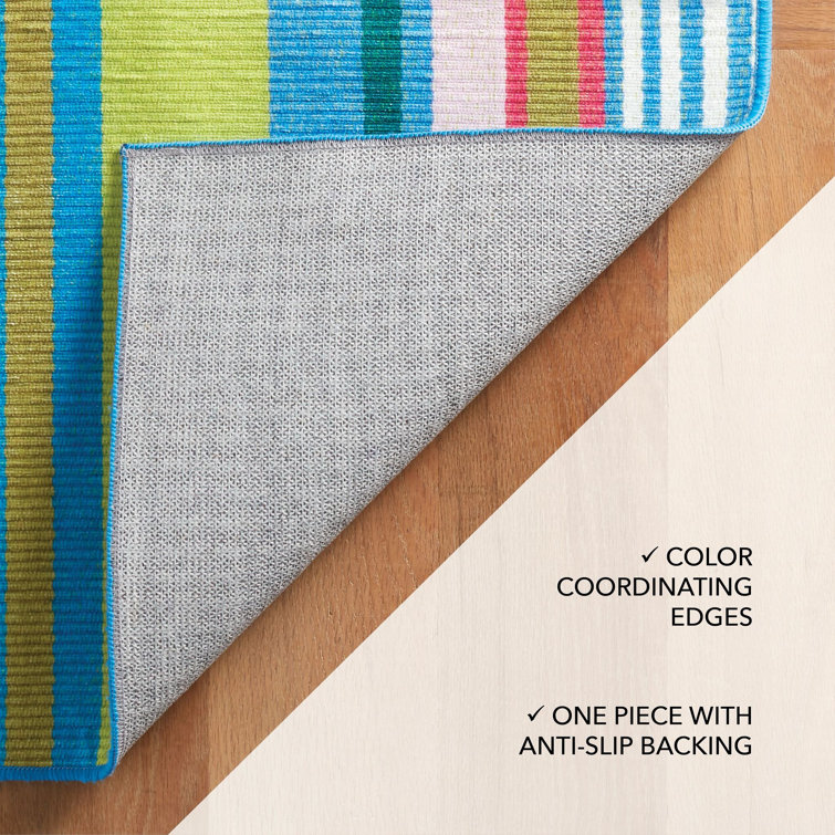 Mellie Multicolor Stripe Machine Washable Runner Rug