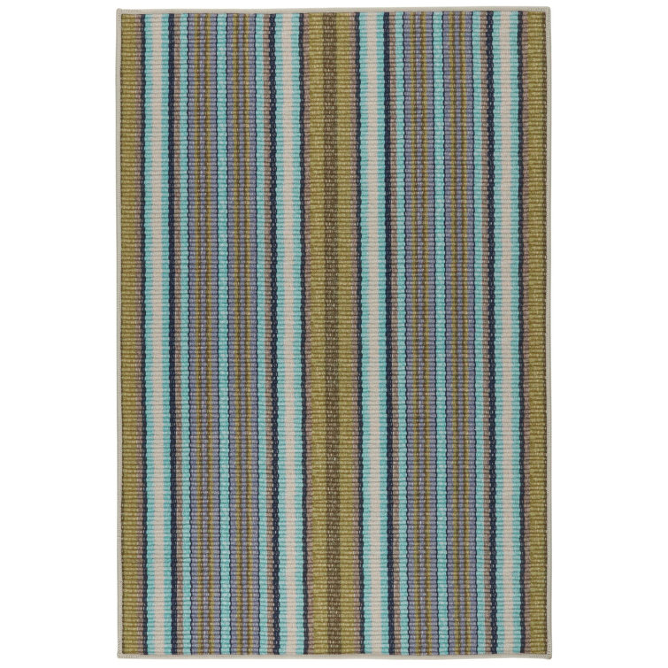 Multicolor Stripe Synthetic 4' x 6' Washable Rug