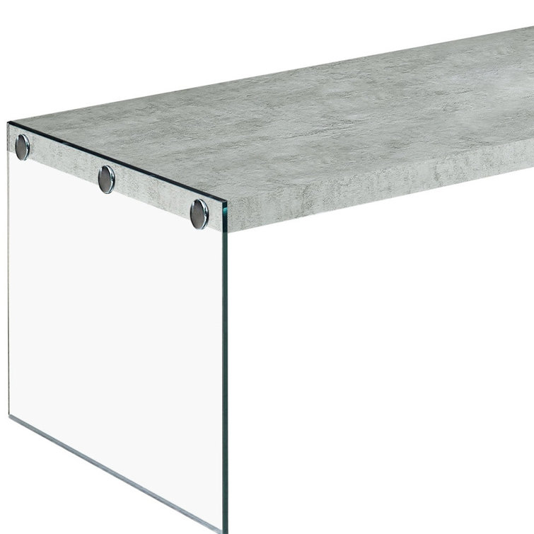 Gray Cement and Glass Rectangular Coffee Table