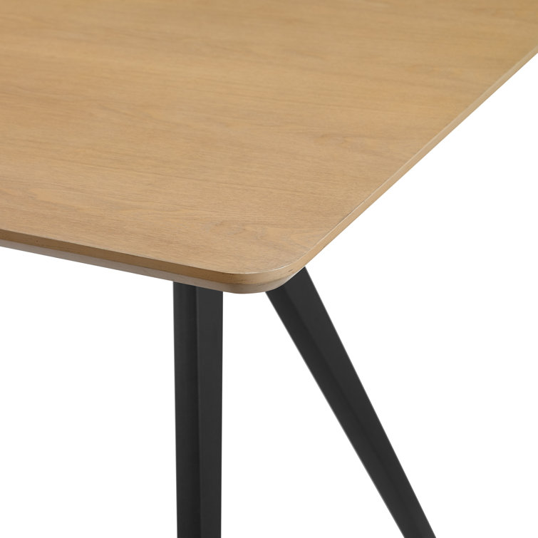 Light Ash Veneer and Metal Rectangular Dining Table