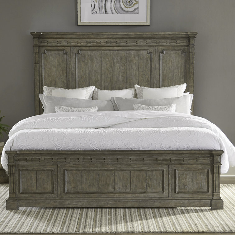 Dusty Taupe 5-Piece Traditional Oak Panel Bedroom Set