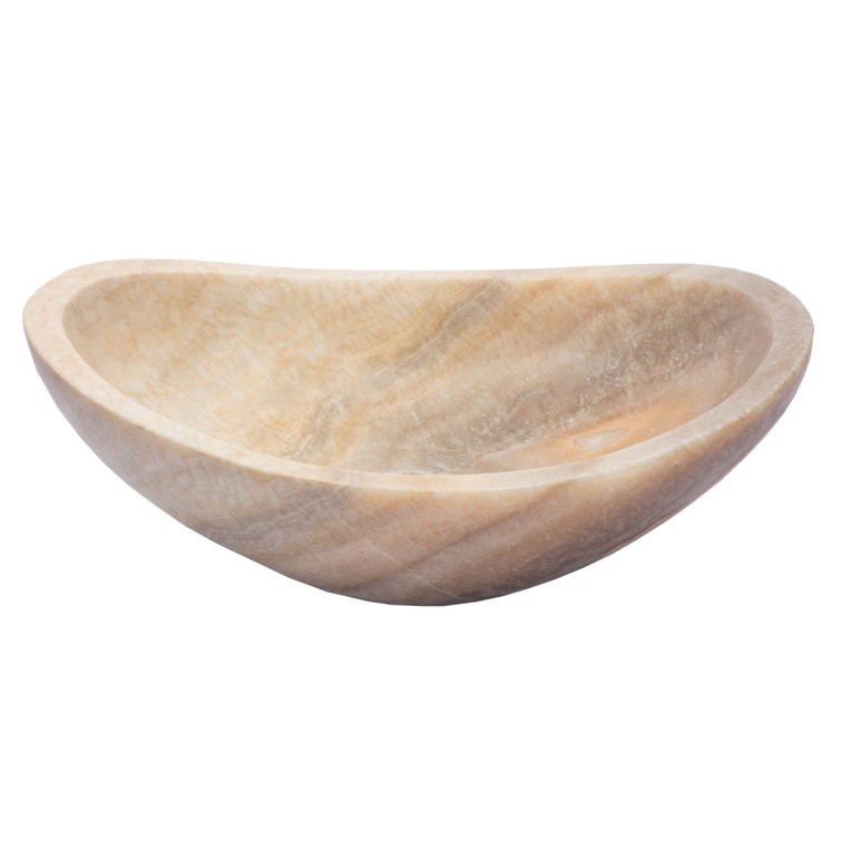 18'' Beige Stone Oval Vessel Bathroom Sink