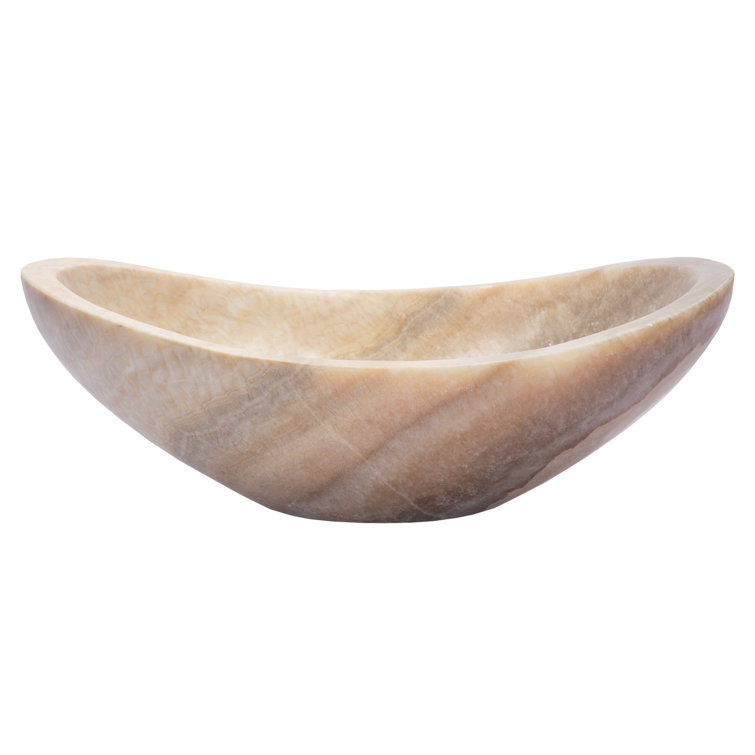18'' Beige Stone Oval Vessel Bathroom Sink