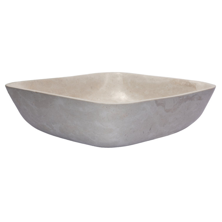 Creamy White Marble Square Bathroom Vessel Sink