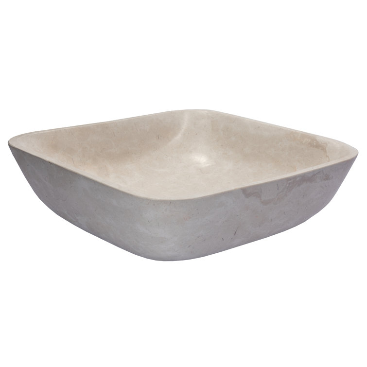 Creamy White Marble Square Bathroom Vessel Sink