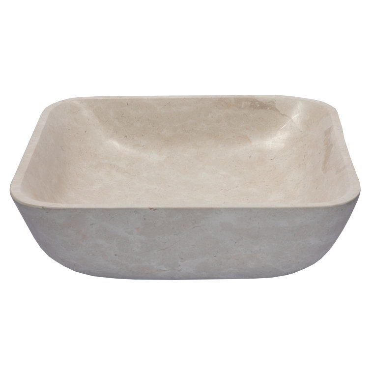 Creamy White Marble Square Bathroom Vessel Sink
