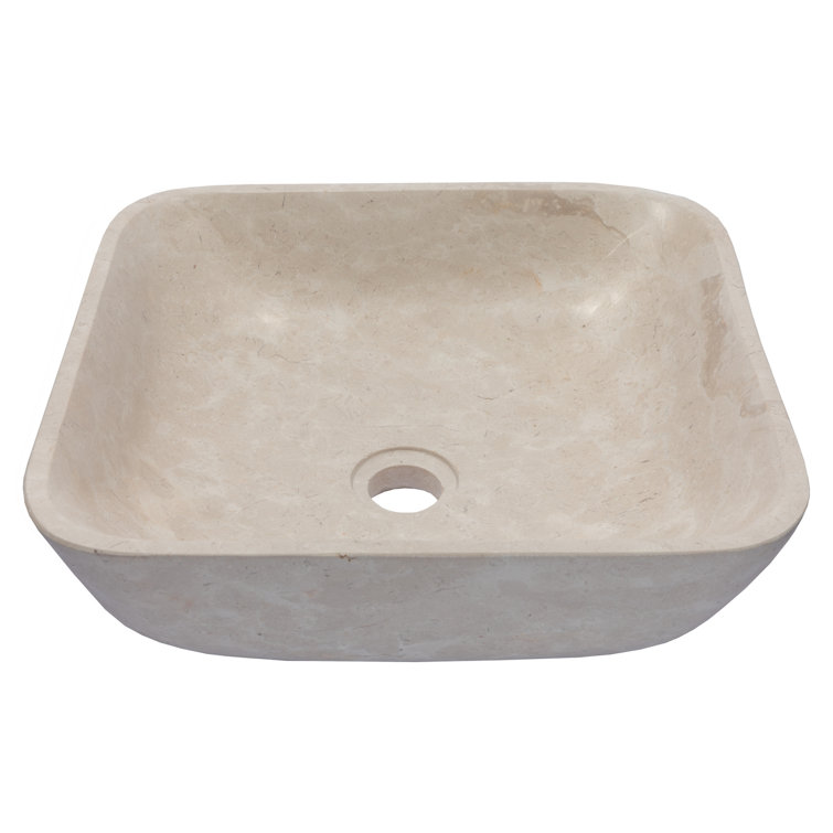 Creamy White Marble Square Bathroom Vessel Sink