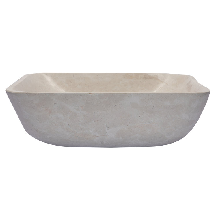 Creamy White Marble Square Bathroom Vessel Sink