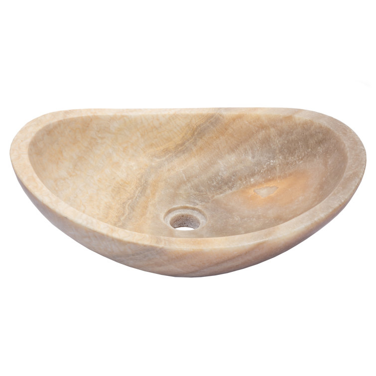 18'' Beige Stone Oval Vessel Bathroom Sink
