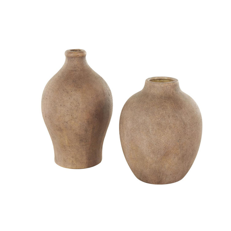 Bentley Brown Ceramic Antique Style Textured Vase Set