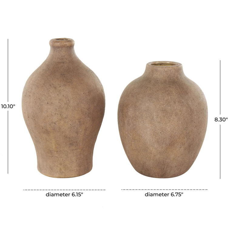 Bentley Brown Ceramic Antique Style Textured Vase Set
