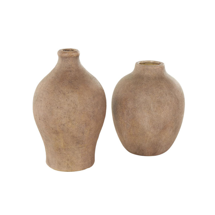 Bentley Brown Ceramic Antique Style Textured Vase Set