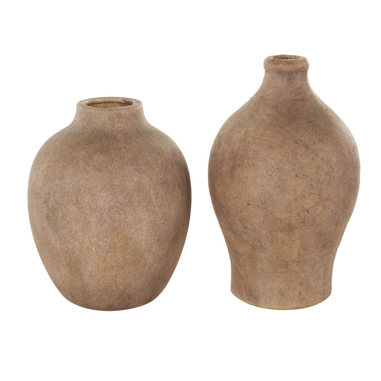 Bentley Brown Ceramic Antique Style Textured Vase Set