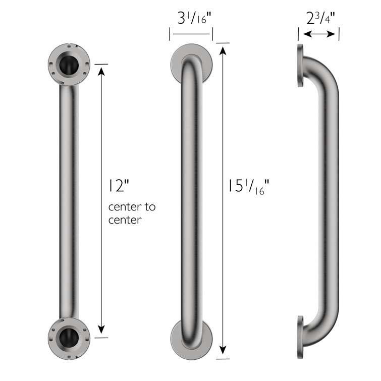 12-Inch Polished Stainless Steel Safety Grab Bar