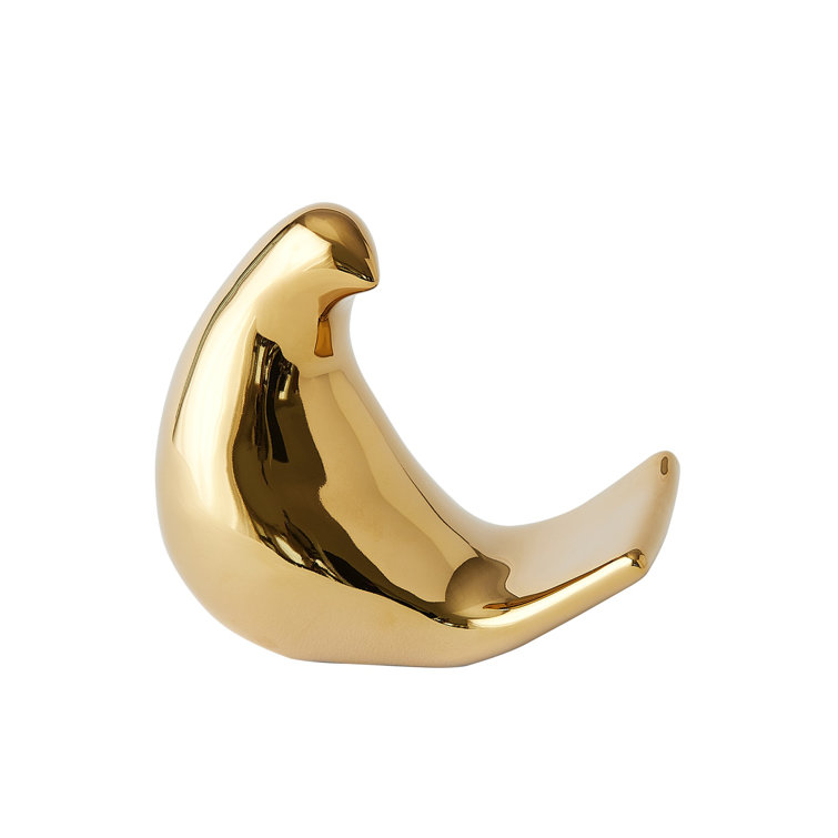 Bright Gold Ceramic Bird Figurine