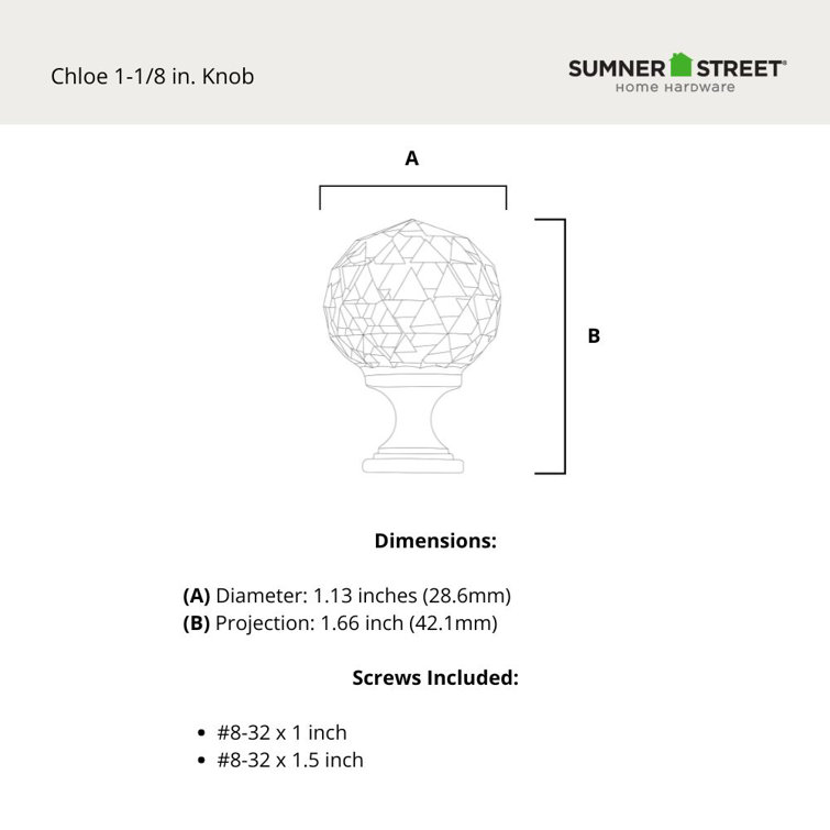 Chloe 1-1/8" Polished Nickel and Glass Round Cabinet Knob