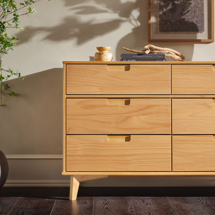 Natural Pine Solid Wood 6-Drawer Double Dresser