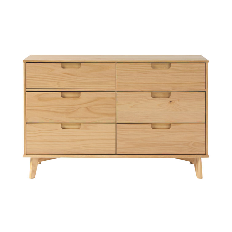 Natural Pine Solid Wood 6-Drawer Double Dresser