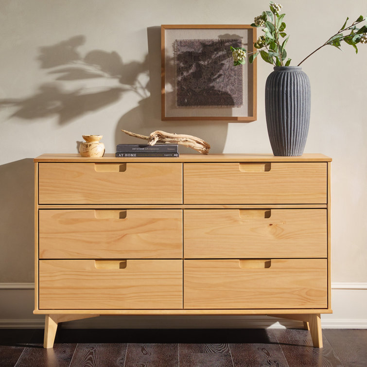 Natural Pine Solid Wood 6-Drawer Double Dresser