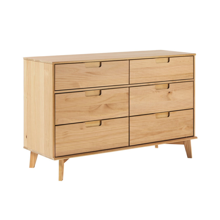 Natural Pine Solid Wood 6-Drawer Double Dresser