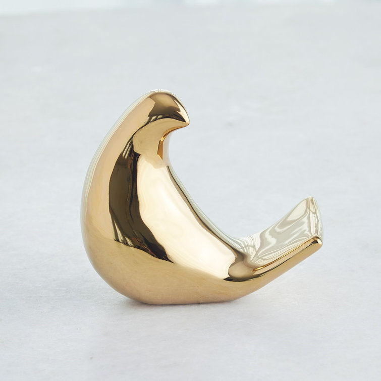 Bright Gold Ceramic Bird Figurine