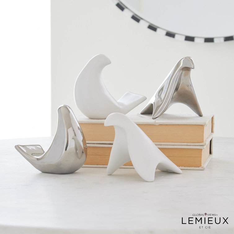 Matte White Ceramic Bird Figurine