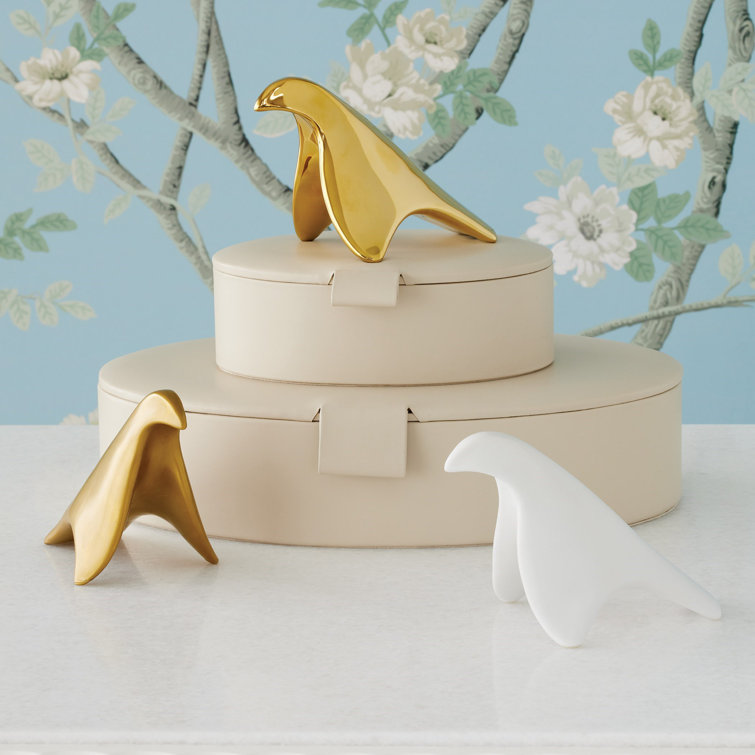 Bright Gold Ceramic Dove Figurine