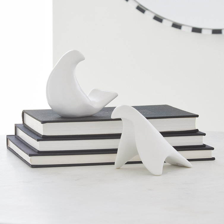 Matte White Ceramic Bird Figurine