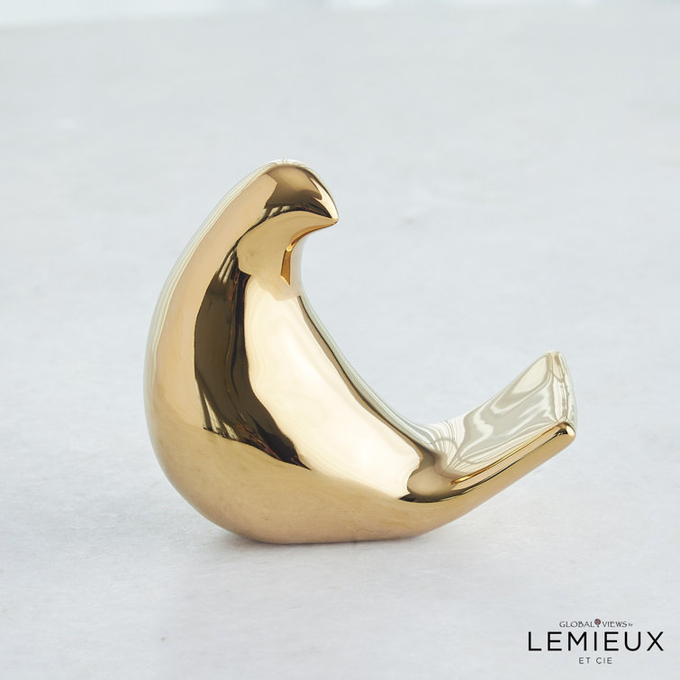 Bright Gold Ceramic Bird Figurine
