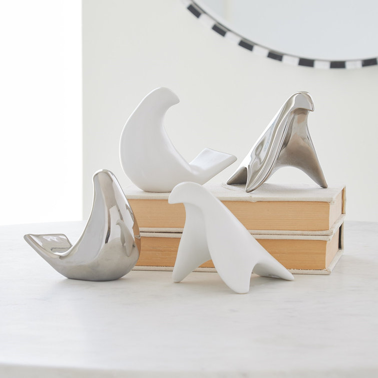 Matte White Ceramic Bird Figurine