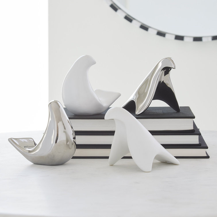 Matte White Ceramic Bird Figurine
