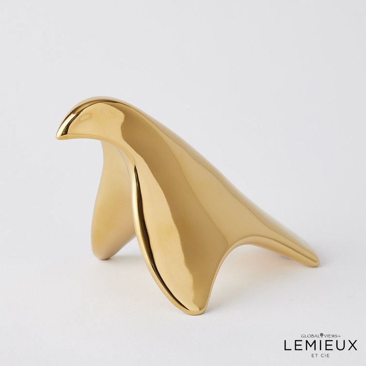 Bright Gold Ceramic Dove Figurine
