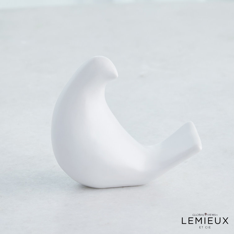 Matte White Ceramic Bird Figurine