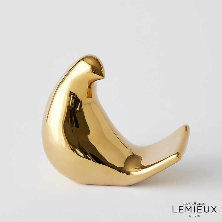 Bright Gold Ceramic Bird Figurine